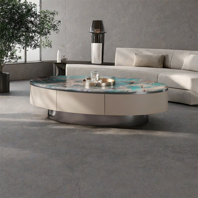 Light luxury oval marble coffee table
