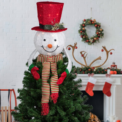 21.5'' Polyester Snowmen Lighted Tree Topper