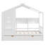 Lit simple en bois avec toit, tiroirs de rangement et tablette pour enfants, lit blanc de style maisonnette-1961755209