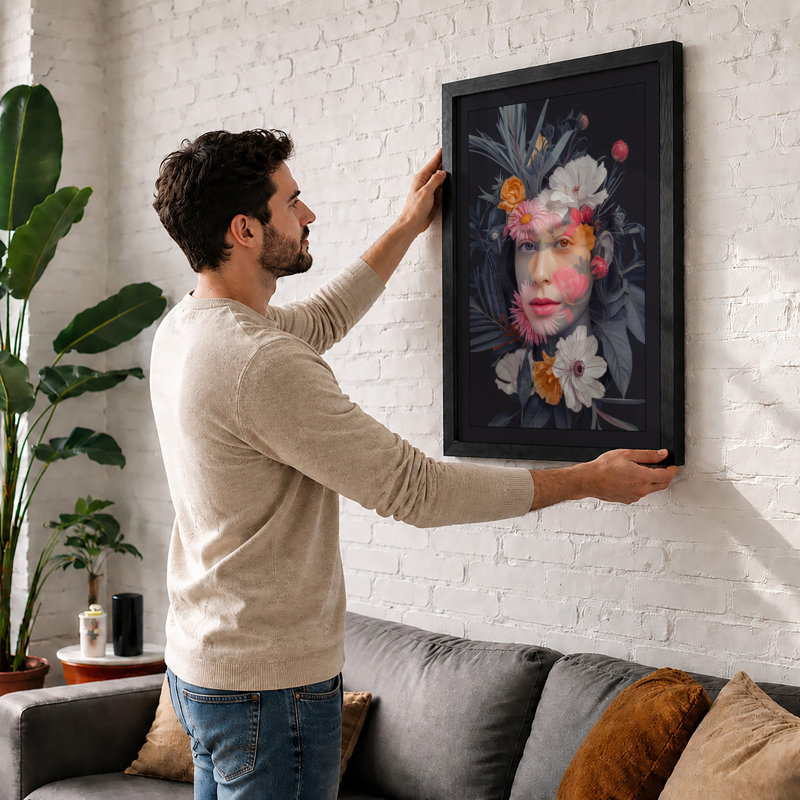 Flora And Face Botanical - Print, Black, A4 - 29.7 x 21.0 cm