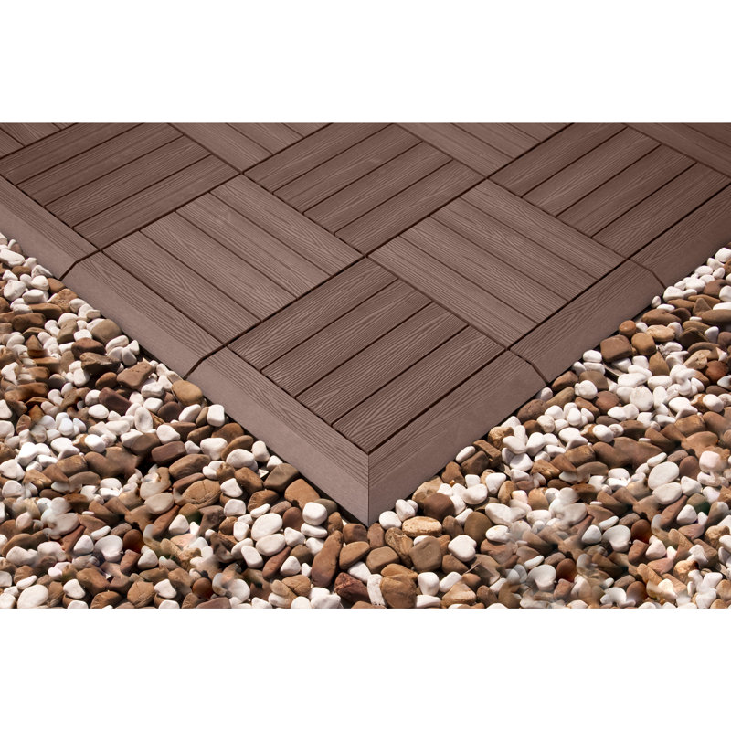 Russet Canyon Brown Wood Composite Square Deck Tiles, 12-Inch, 6-Pack