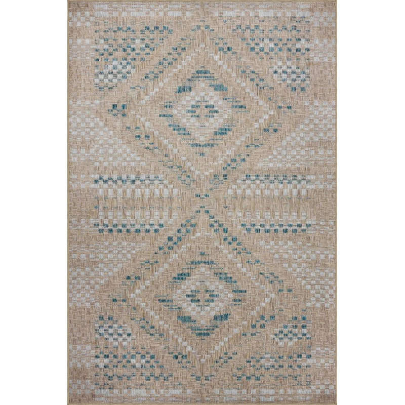 Diamond Framed Patterned Decorative And Woven Based Washable Carpet, Runner 3'4" x 9'11"