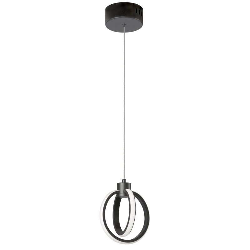 Luminaire suspendu 14 W, noir mat avec diffuseur en silicone blanc, Noir mat