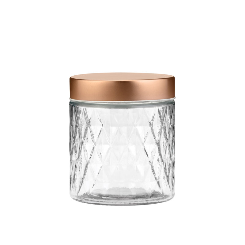 Glass Jar, 5" H x 4.5" W x 4.5" D