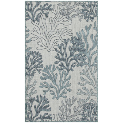Tapis bleu / gris en polypropylène tissé à la machine Rectangle Alna