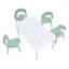 Ensemble de salle à manger moderne 5 pièces pour l'extérieur avec table de patio blanche 55 po et chaises empilables vert brume - Mobilier de jardin en polypropylène résistant aux intempéries