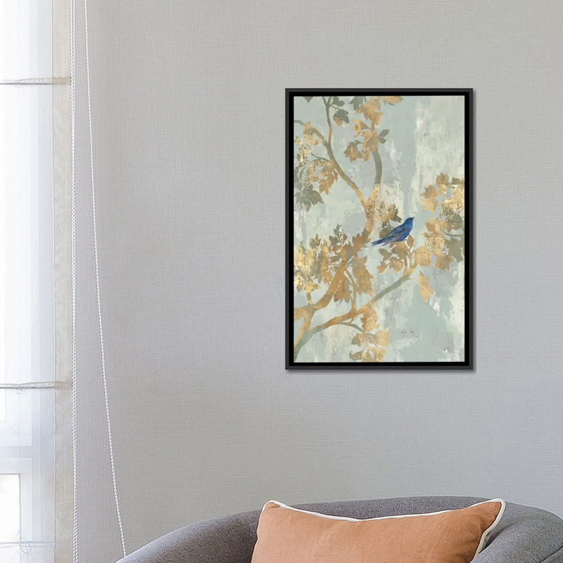" Blue Bird " by Asia Jensen, 26" H x 18" W x 1.5" D, Black Framed Canvas, No Mat