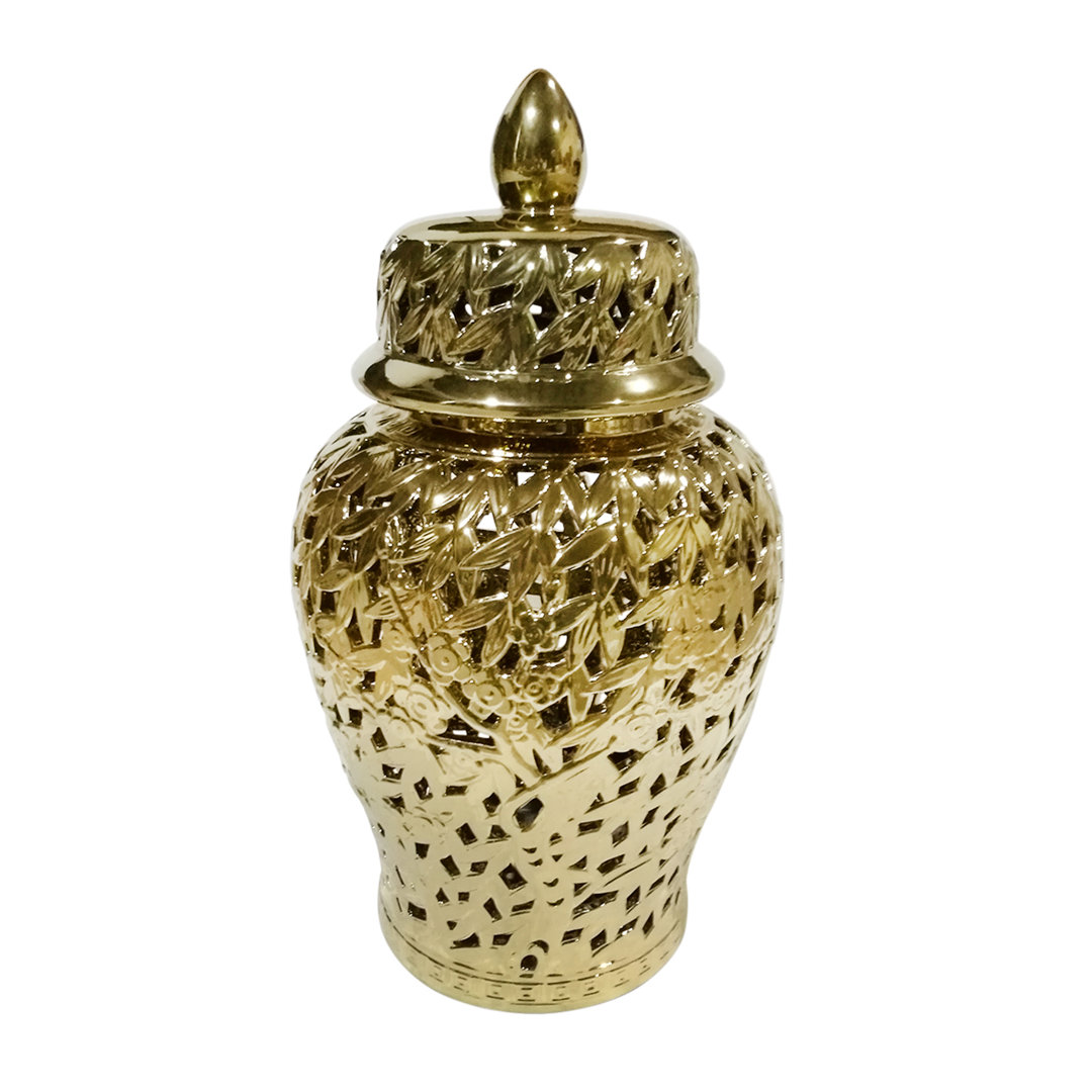 Stoneware Ceramic Jar with Intricate Cutout Design and Removable Lid Kelly Clarkson Home 