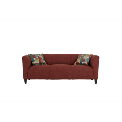 84" Upholstered Sofa with Hardware Multi Pillows