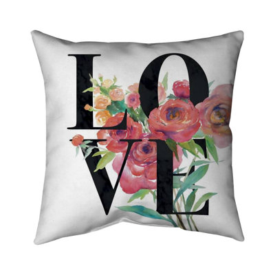 Love black - 16"x16" Outdoors Throw pillow - Spun poly - Print on demand