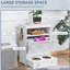 Station fonctionnelle pour animaux avec rangement, idéale pour garder les fournitures pour animaux organisées et fournir des solutions d'alimentation pratiques.