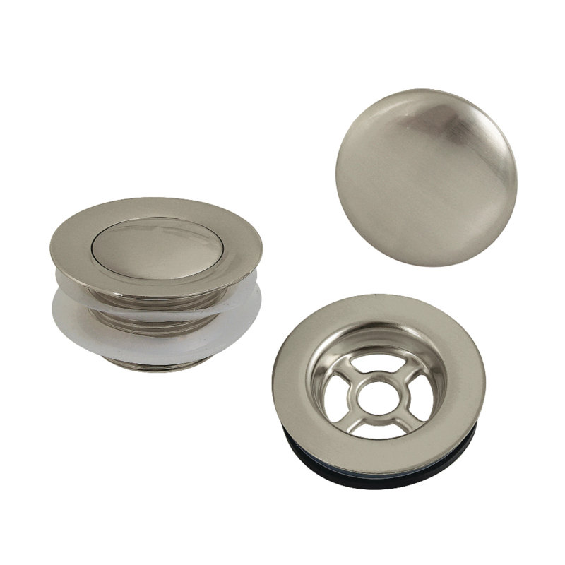 Kingston Brass Trimscape Toe Touch Tub Drain Trim Kit, Brushed Nickel