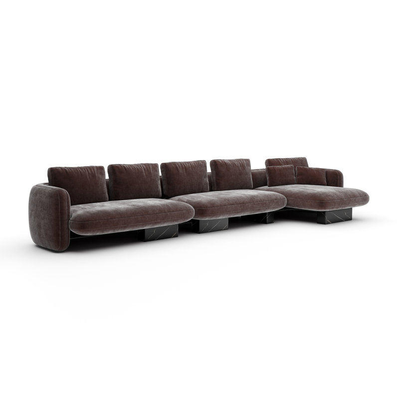 *Overlap Right Chaise Sec Large Dk Taupe, Brown Polyester Blend