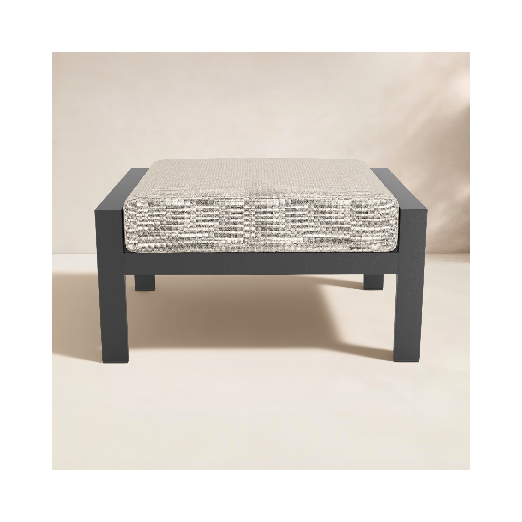 Townsend Metal Outdoor Ottoman with Sunbrella Cushion, Cast Silver Sunbrella®