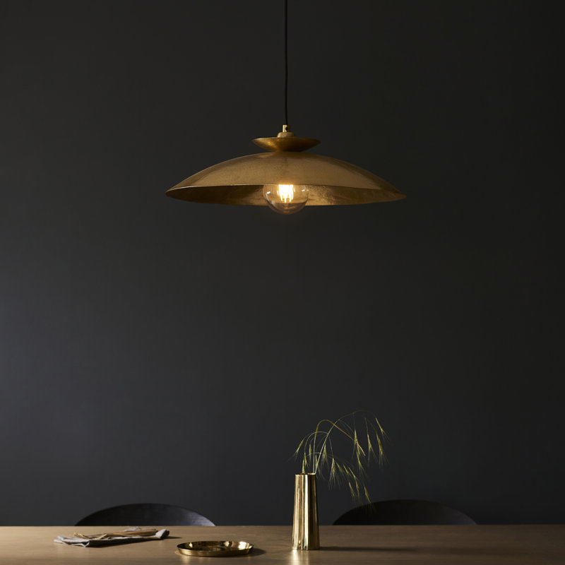 Antavia 1 - Light Single Pendant, Hammered brass & brass plate