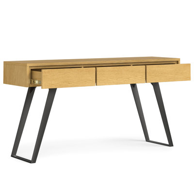 Lowry 60 inch Wide Console Sofa Table in Oak Veneer
