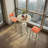 Bar table and chairs three piece set, gold frame, sponge made seat cushions and backrests, bar table with storage function (gold+cushion)-1780466143