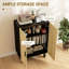 Buffet Design avec portes tissées, tablettes réglables, armoire noire et naturelle