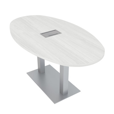 Oval Shaped Conference Table with Power And Data Module 6 Person Meeting Room Table