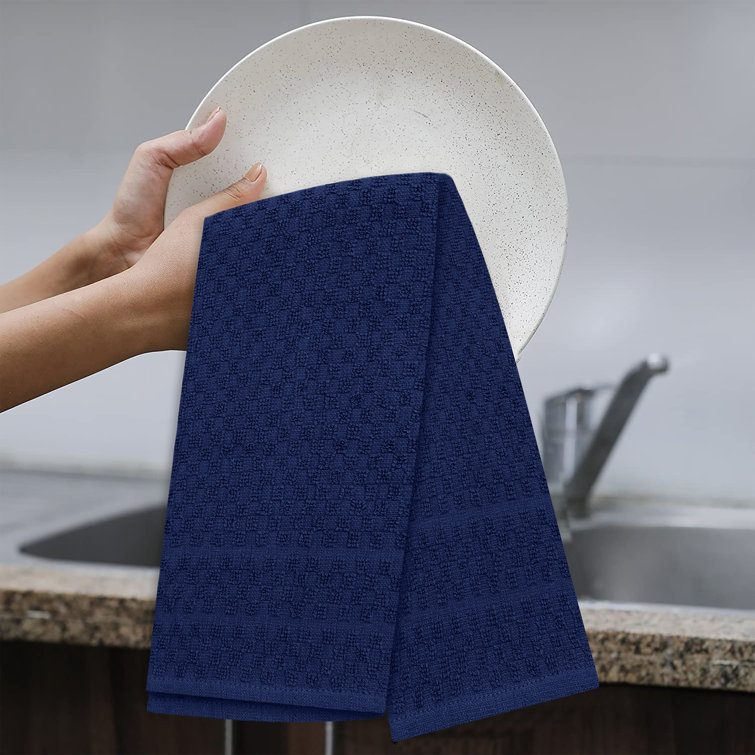 100% Cotton Extra Large 15x25 Inches Kitchen & Dish Cloth Towels (Set of 12) Latitude Run Color: Navy