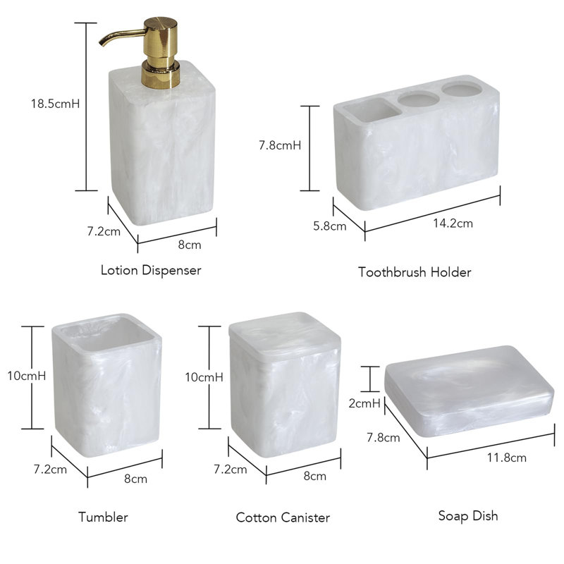 Cotrufello Bathroom Accessory Set, Pearl White