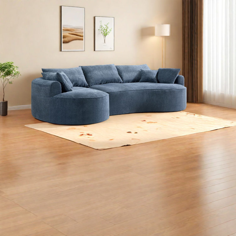 Modern Blue Sofas, Chenille Fabric, Artistic Design, Home Relaxation