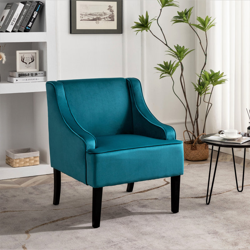 Chaise d'appoint rembourrée polyvalente avec structure en bois massif, accoudoirs encastrés, rembourrage confortable en mousse et ressorts à arc pour n'importe quelle pièce