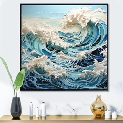 Blue Kinetic Waves I - Art cinétique, impression sur toile encadrée
