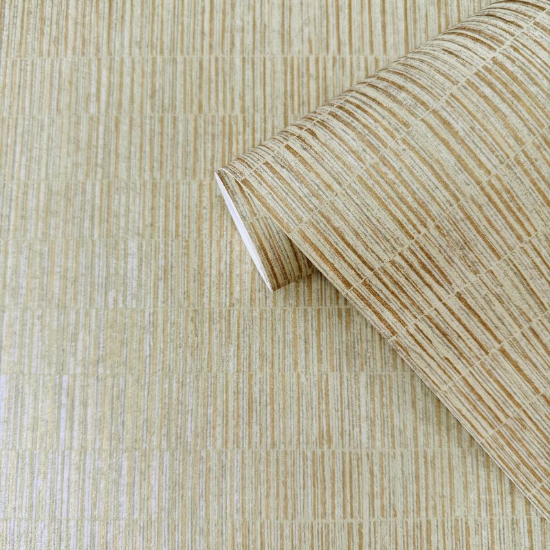 Rouleau de papier peint rayé Zen, Doré