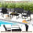 4 PCS Patio Conversation Set w/ Breathable Fabric Seat Tempered Glass Tabletop