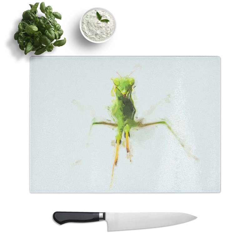 Tempered Glass Praying Mantis Chopping Board, 39 cm W x 28.5 cm L