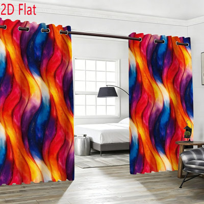 2 pièces rideaux occultants à rayures abstraites modernes, blocs de couleur géométriques isolants et isolants thermiques, rideaux de fenêtre obscurcissants, panneaux décoratifs pour le salon, la chambre et le bureau