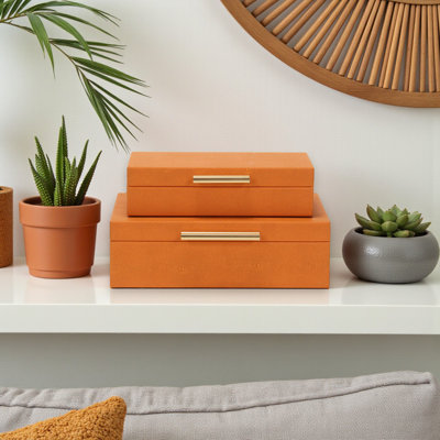 Rebeka 2 Piece Faux Leather Decorative Box Set