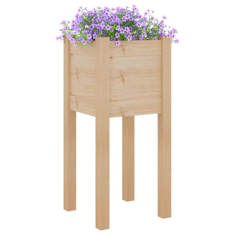 Najya Wood Pot Planter, 27.6" H x 12.2" W x 12.2" D, Brown