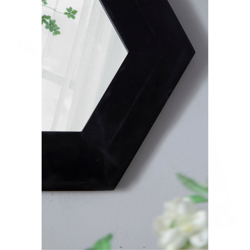 Versatile Hexagonal Mirror With Sturdy Wood Frame, Perfect For Enhancing Any Room's Decor And Functionality
