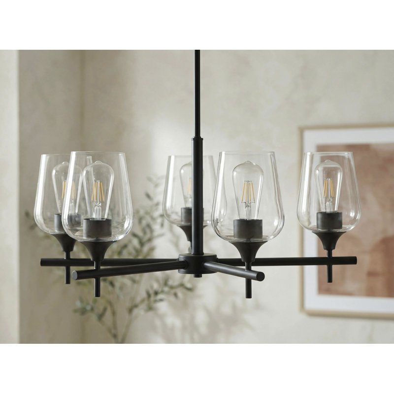 Kohn Chandelier, Clear, Matte Black