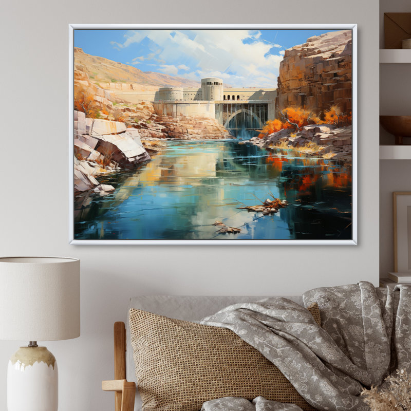 Glen Canyon Dam - reproduction sur toile, H 12 po x l 20 po x P 1 po, Cadre flottant blanc