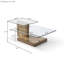Table basse ronde moderne en verre avec tablettes à 3 niveaux, base en bois naturel, largeur de 43,7 pouces, pour le salon