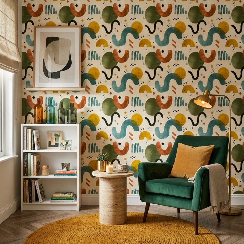 Papier peint moderne Mid Century, Texturé non collé