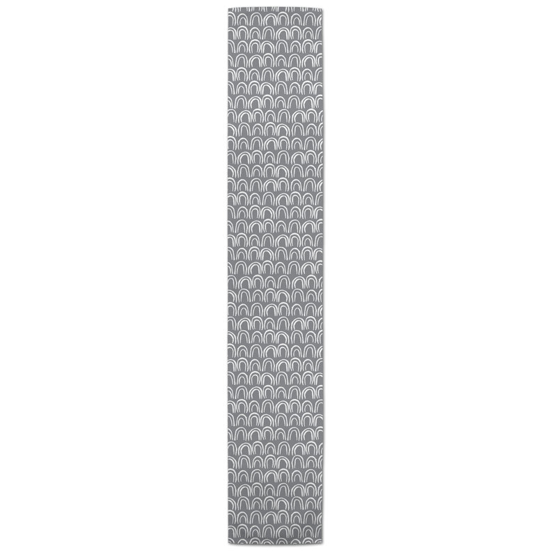 Chemin de table Maribeth, Gris, 72 po x 16 po, Géométrique 2