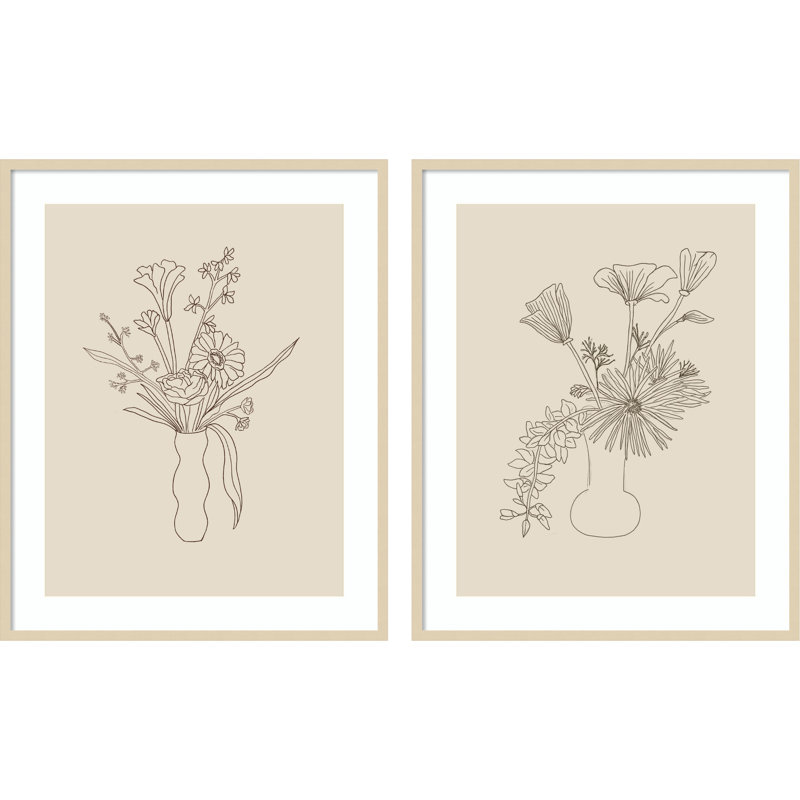«Fiama Floral Study» par Kate Aurelia Holloway, impressions murales encadrées, Brun, H 41 po x l 69 po x P 1 po