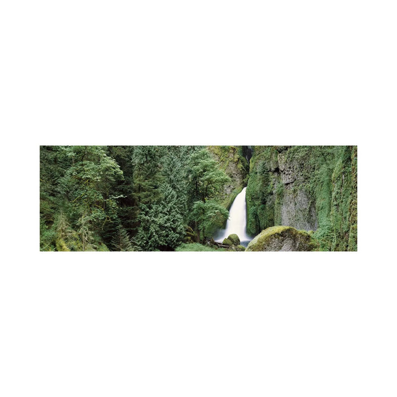 Waterfall In A Forest, Columbia River Gorge, Oregon, USA by Panoramic Images - Wrapped Canvas Panoramic Print