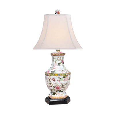 PORCELAIN PINK FLORAL JAR LAMP