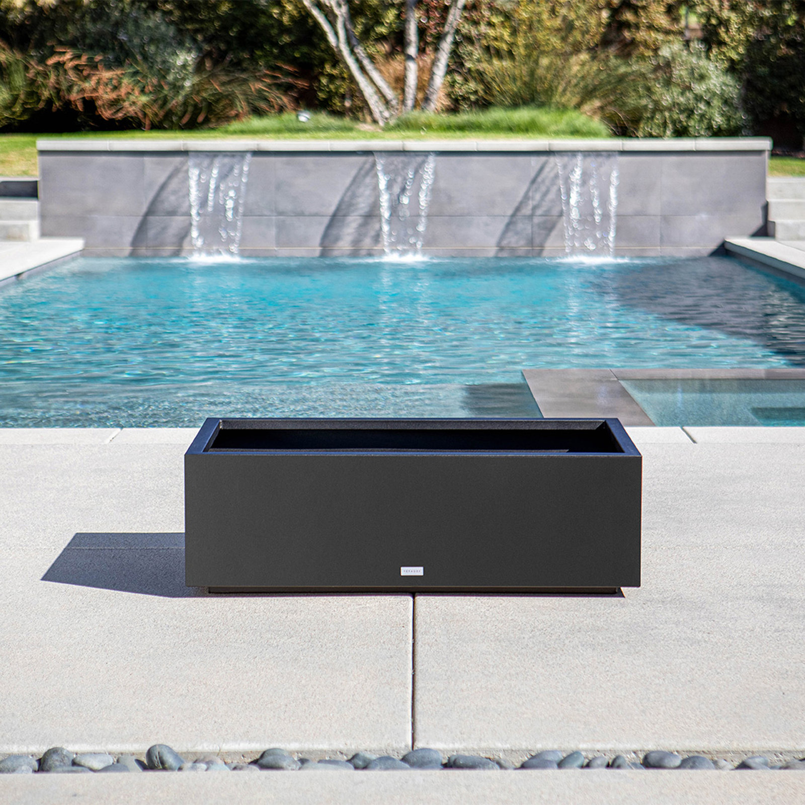 Metallic Series Planter Box, 16.25" H x 60" W x 15" D, Black
