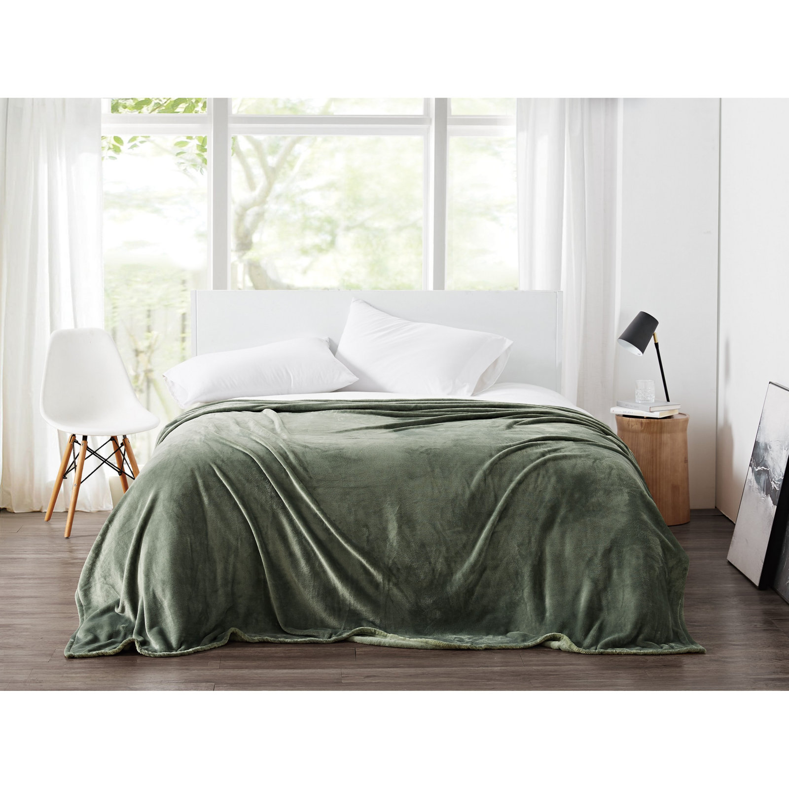Balee Knitted Throw Blanket, 90" W x 90" L, Green