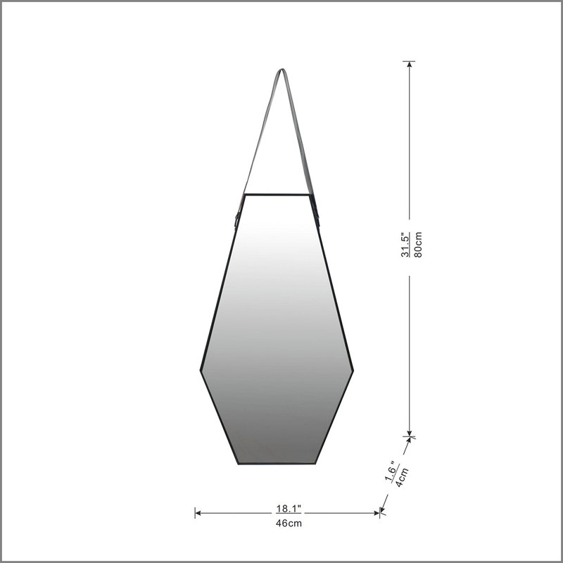 Miroir mural 18x1,6x31,5 "Hexagonal
