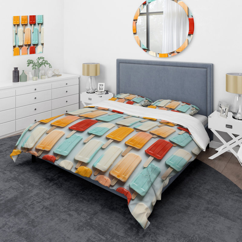 Literie Popart Popsicle Parade, Housse de couette simple + 1 taie décorative stan