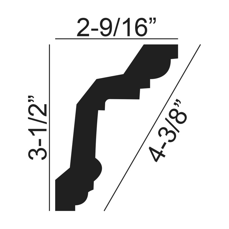 96'' H x 3.5'' W x 2.563'' D Plastic Crown