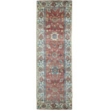 Hand-Knotted High-Quality Red and Ivory Runner