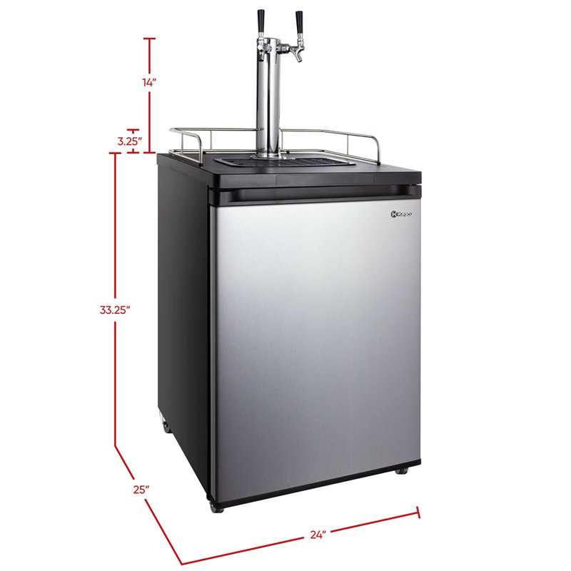 Stainless Steel Dual Tap Freestanding Kegerator with Adjustable Temperature